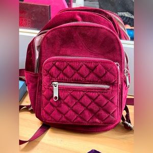 Candies maroon mini velvet backpack